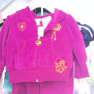 NWT XOXO baby velour jogging set 12m dark hot pink